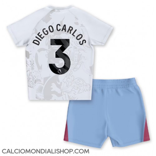 Maglie da calcio Aston Villa Diego Carlos #3 Seconda Maglia Bambino 2023-24 Manica Corta (+ Pantaloni corti)